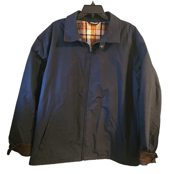 Lands End sz XL tall navy blue flannel plaid lined jacket coat